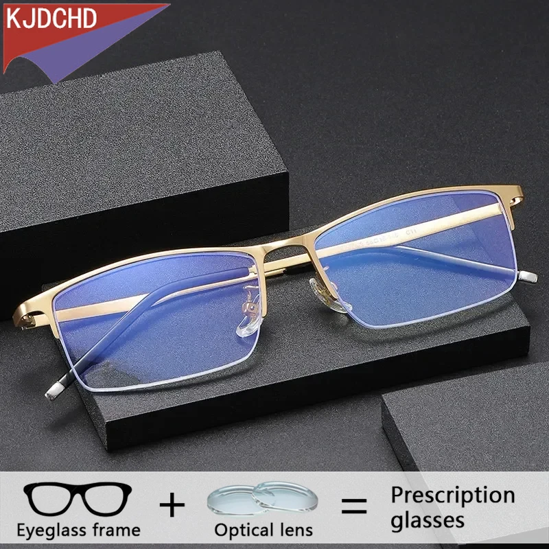 

Semi-Rimless Bifocal Optical Eyeglasses Men Titanium Progressive Doctor Prescription Glasses Multifocal Photochromic Eyewear