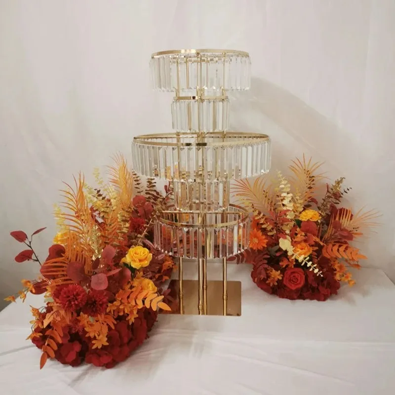 Crystal Pendant Flower Rack Stand, Road Lead, Wedding Centerpiece Decoration, Stage Event, Party Display Stand, 2Pcs