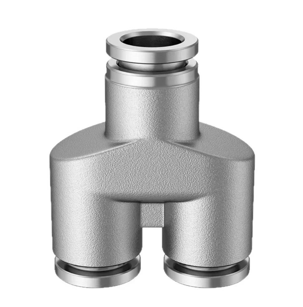 Stainless Steel High-Pressure Y-Type Three-Way Pneumatic Fitting Air Nozzle Pipe Reducer for Industrial Use Sizes Py4/6/8/10/12/