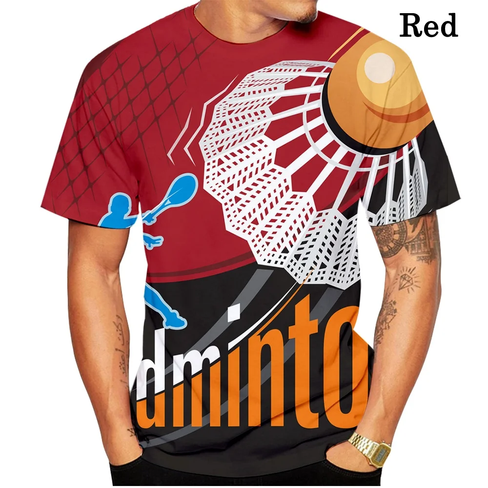 Newest Popular Sports Badminton 3d Print T Shirt Men Cool Funny Creative Round Neck Tee Fashion Shirts