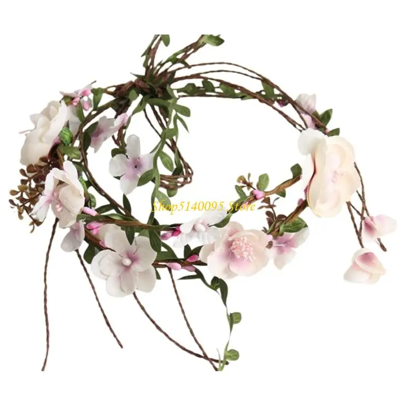 

DXAE Delicate Twistable Vine Wreath With Leaf Embellishments Party Hair Accessory For Wedding Hairstyles And Portraits