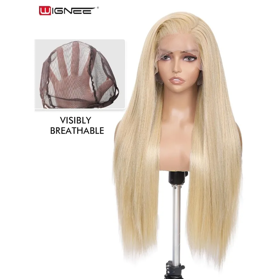 شعر مستعار صناعي بدانتيل أمامي 13x6 من WIGNEE 28 شعر مستعار أشقر مصنوع يدويًا باروكات أمامية من الدانتيل مع شعر كانيكالون فوتورا ضخم Lo