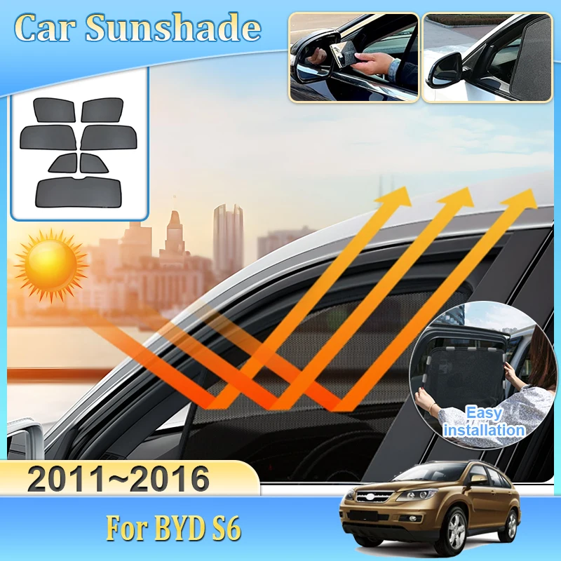 

Солнцезащитный козырек с полным покрытием для BYD S6 2011 2012 2013 2014 ~ 2016, автомобильный магнитный солнцезащитный козырек с защитой от УФ-лучей, теплоизоляционные аксессуары