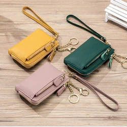 Genuine Leather Clutch Wallet Bags Cowhide Small Hand Coin Purse Card Holder Key Lipstick Earphone Storage Pouch Case For Women