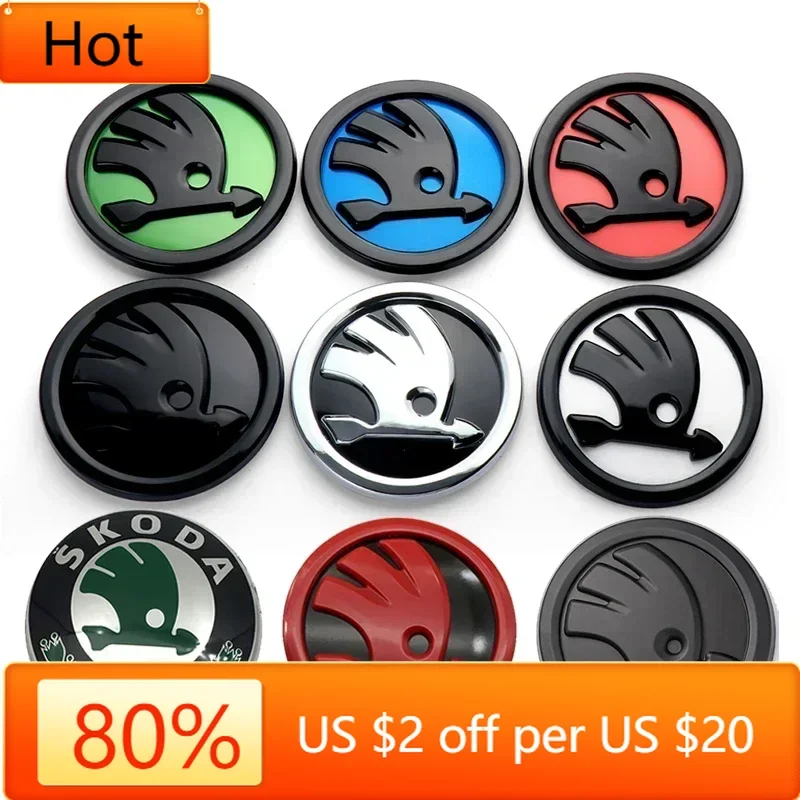 

For Skoda Car Sticker 2025 New 80/90mm 3D ABS Car Front Grille Trunk Logo Sticker for Skoda Octavia 2 3 A5 A7 Kodiaq Fabia Rapid