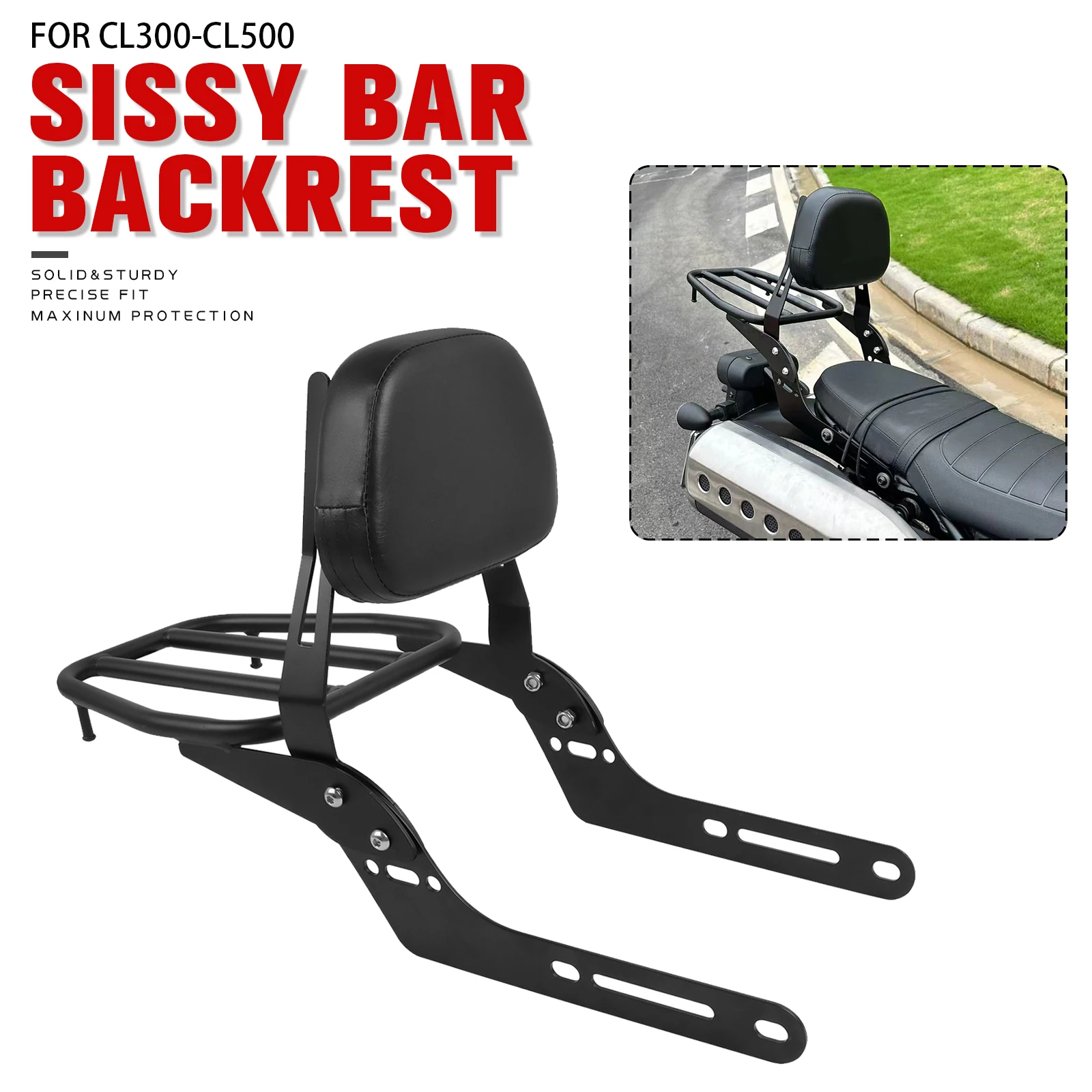 

For HONDA CL250 CL300 CL500 SCL500 CL 250 300 500 2023 2024 Rear Detachable Passenger Rear Sissy Bar Backrest With Luggage Rack