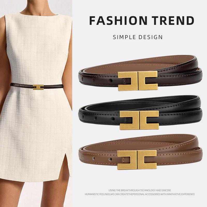 

Women's niche Trendy Thin Leather Belts Female Decoration Dress Pants Belt Fashion Luxury Design Casual High-end Belt