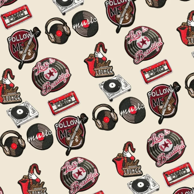 

Patches Violin, Saxophone, Headset, Listening To Music, Adhesive-backed Embroidered Cloth Sticker Ironing