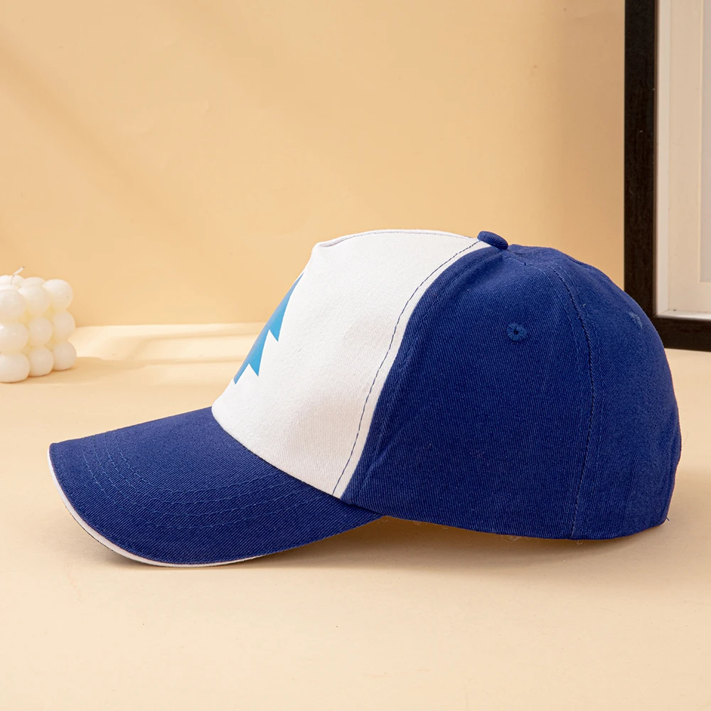 Anime Gravity Falls Dipper Pines Blue Pine Tree Print Trucker-Mütze für Herren und Damen, Cartoon-Cosplay, verstellbare Baseballkappe für den Außenbereich – Detail 5