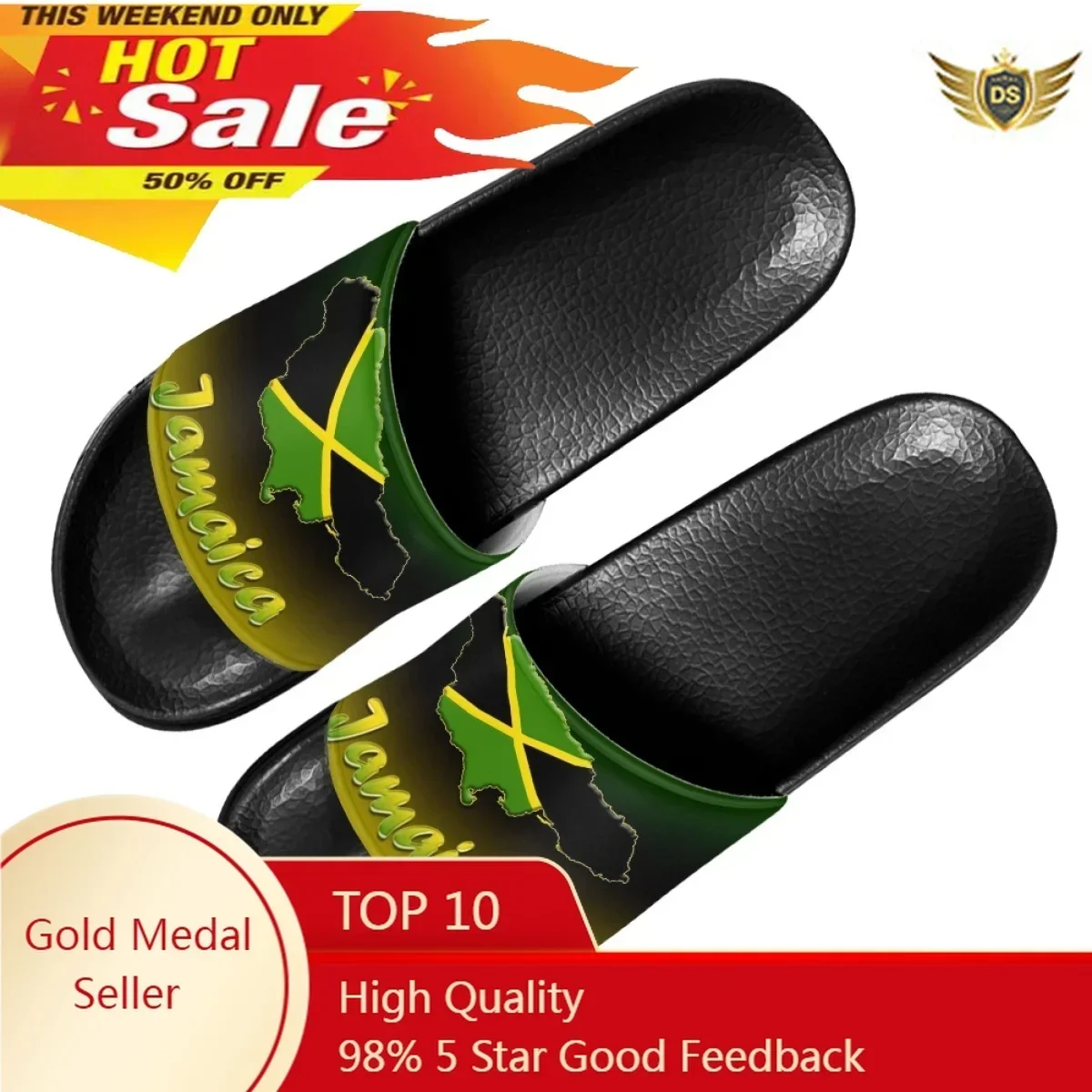 

Art Design Jamaica Flag Print Women's Slippers Summer EVA Lightweight Non-slip Slippers Couple Outdoor Beach Wading Flat Sandals