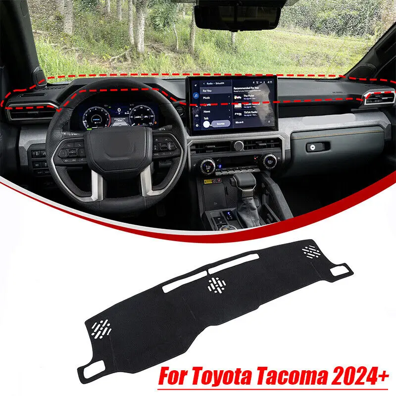 

For Toyota Tacoma 2024+ Black Dashboard Dash Mat Anti-Sun DashMat Cover Trim