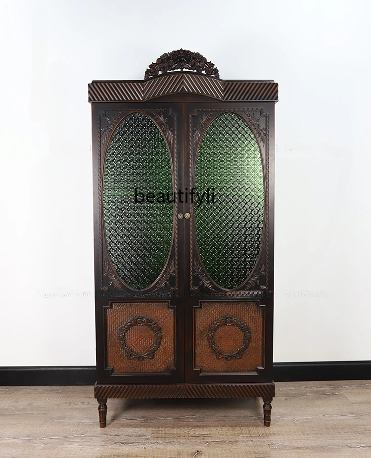 

Design and Manufacture Haipai Vintage Solid Wood Mortise Wardrobe Club Decoration Storage Cabinet