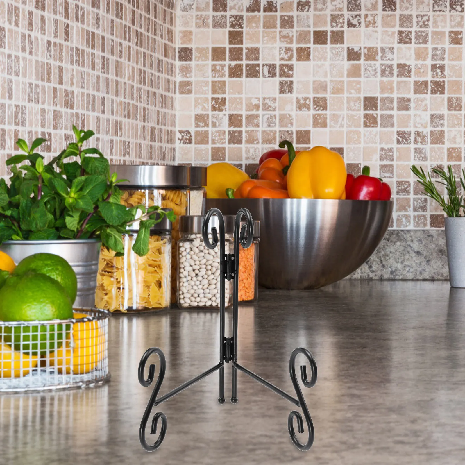 1Pcs Iron Triangle Display Rack Modern Kitchen Storage Kitchen Plate Organizer Stand Dish Bowl Shelf Home Storage Rack