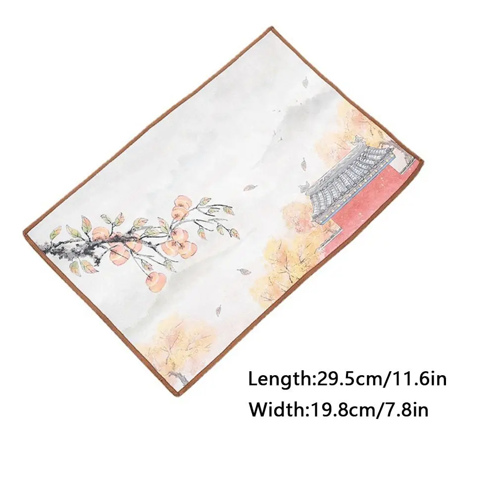 Gift Chinese Painted Cotton Linen Absorbent Tea Towel Retro Soft Tea Ceremony Mat Simple Style Thickened Tablecloth Rag Bowl