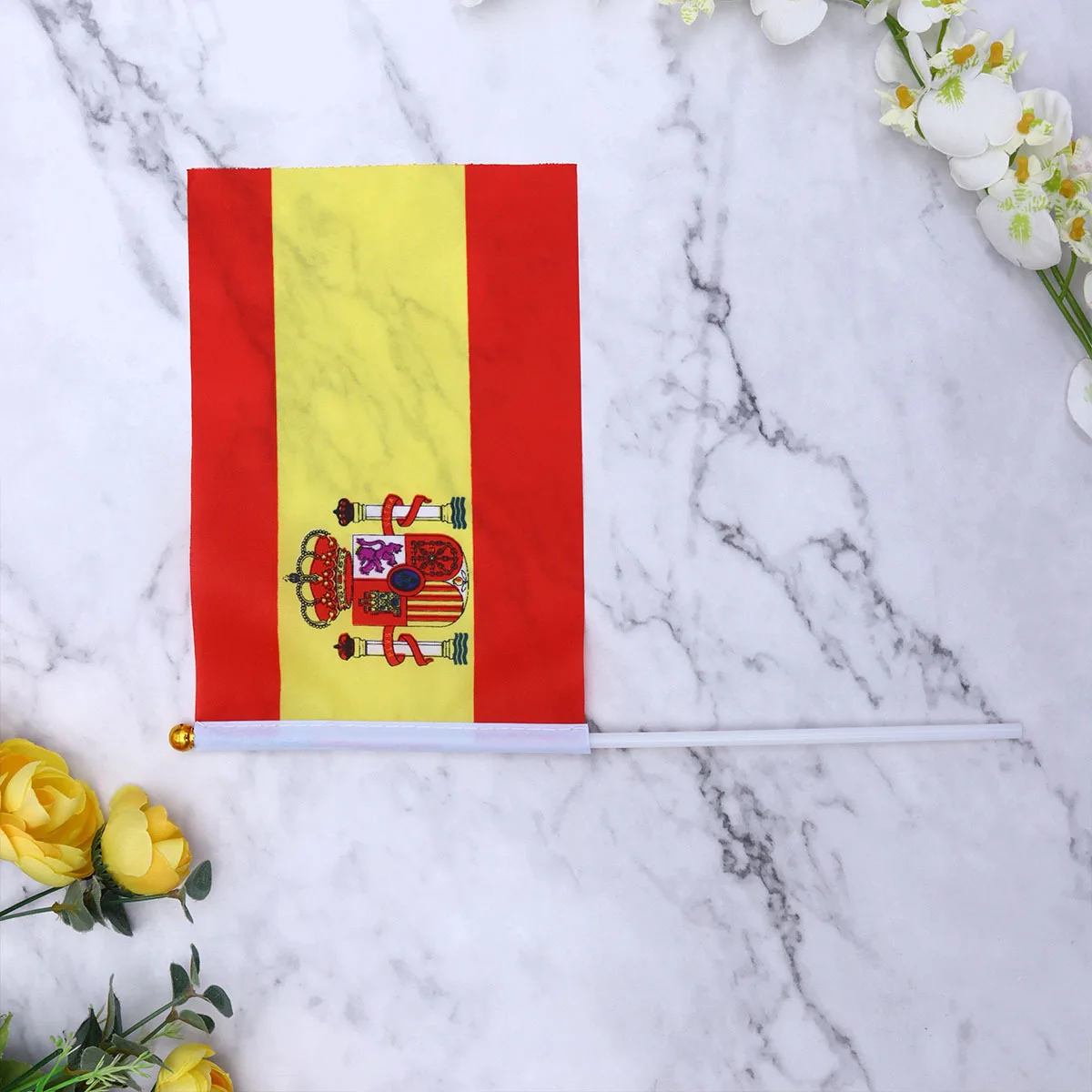 

50Pcs Country Flags on Stick Exquisite Workmanship International Events Desk Decor Spain Stick Flag Hand Held Flags