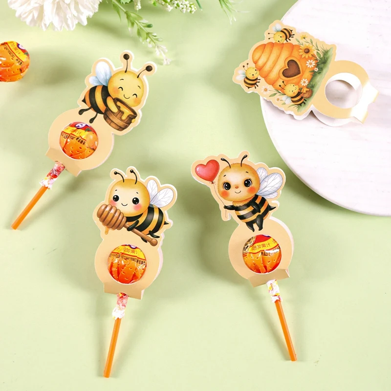 24 Stück Bienen-Lollipop-Halterkarten, 6 verschiedene Designs, Geburtstags-Lollipop-Papierkarten, Honigbienen-Süßigkeitenkarten, Deko-Geschenk-Gastgeschenke – Detail 5