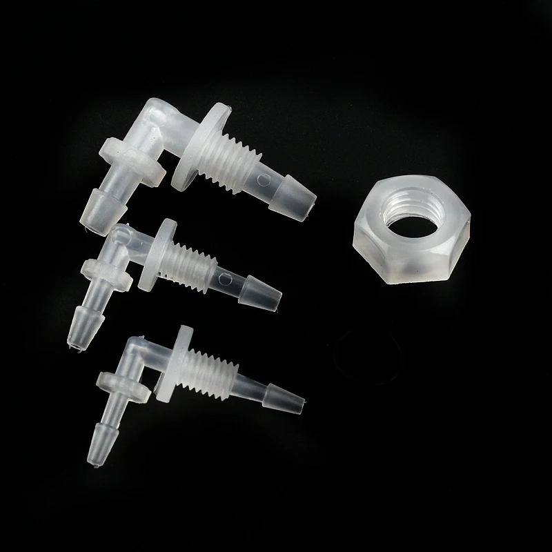3 ~ 100 sztuk M6 ~ G1/2 do 2.4-11.1mm plastikowa Pagoda łokieć + nakrętka O-Ring System nawadniania przegubów fajka wodna akwariowych pompa
