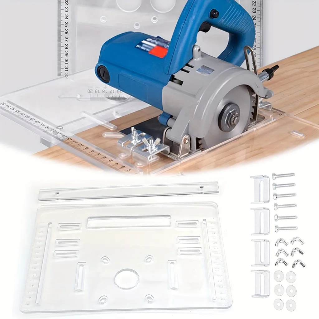 Acrylic Cutting Base Plate – 28x20cm No-Drill, Adjustable Guide for Router & Tile Saw