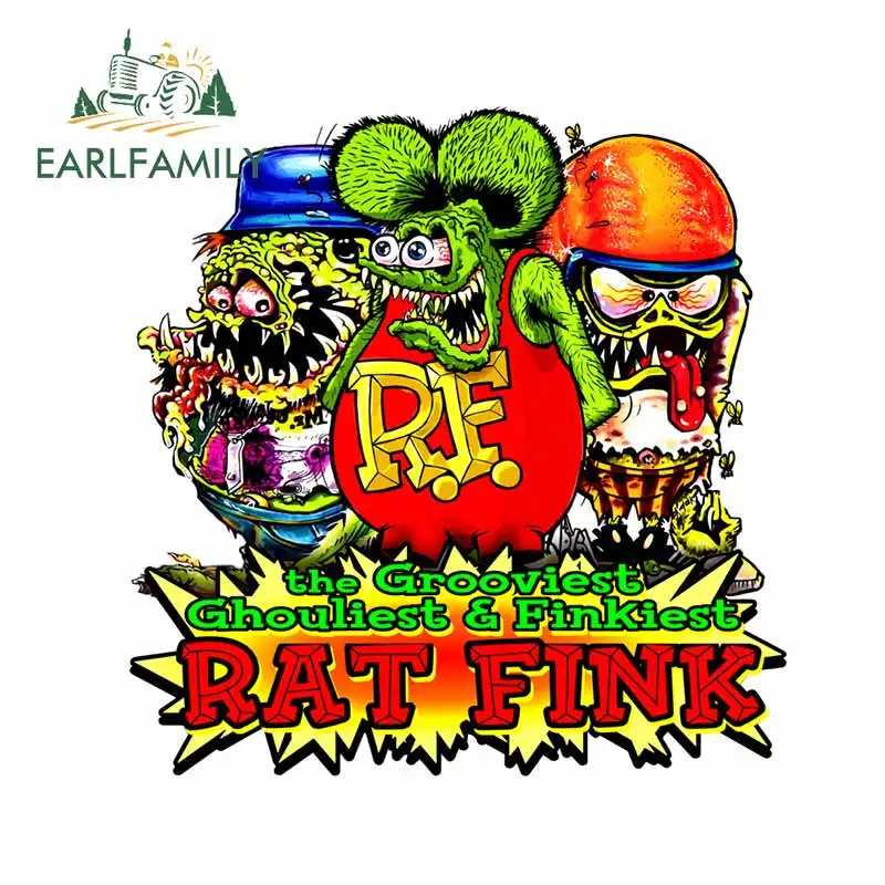 EARLFAMILY 13cm x 13cm Car Sticker Rat Fink Decal Modified Stickers DIY Scratch-resistant Car Wrap Styling Vinyl Graphic