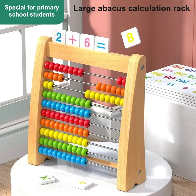 Wooden Counting Toy Abacus Montessori Education Math Toy Children Rainbow Counting Beads Addition Subtraction Operation Learning
