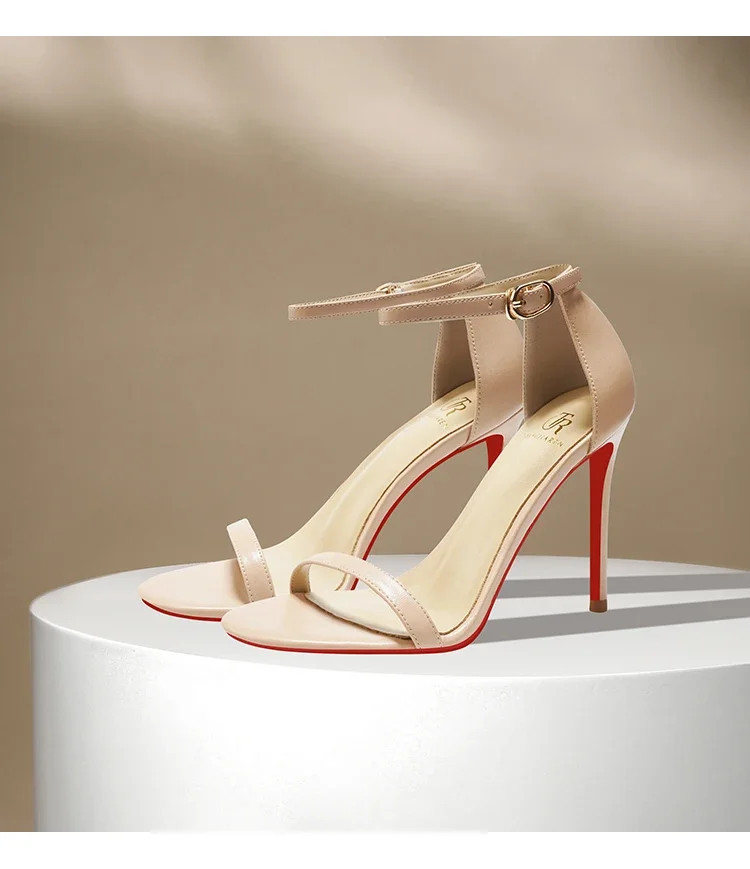 Sandals, Women's Summer New High Heels, Women's Slim Heels, Sexy and Fashionable, Golden Open Toe Straight Strap Sandals