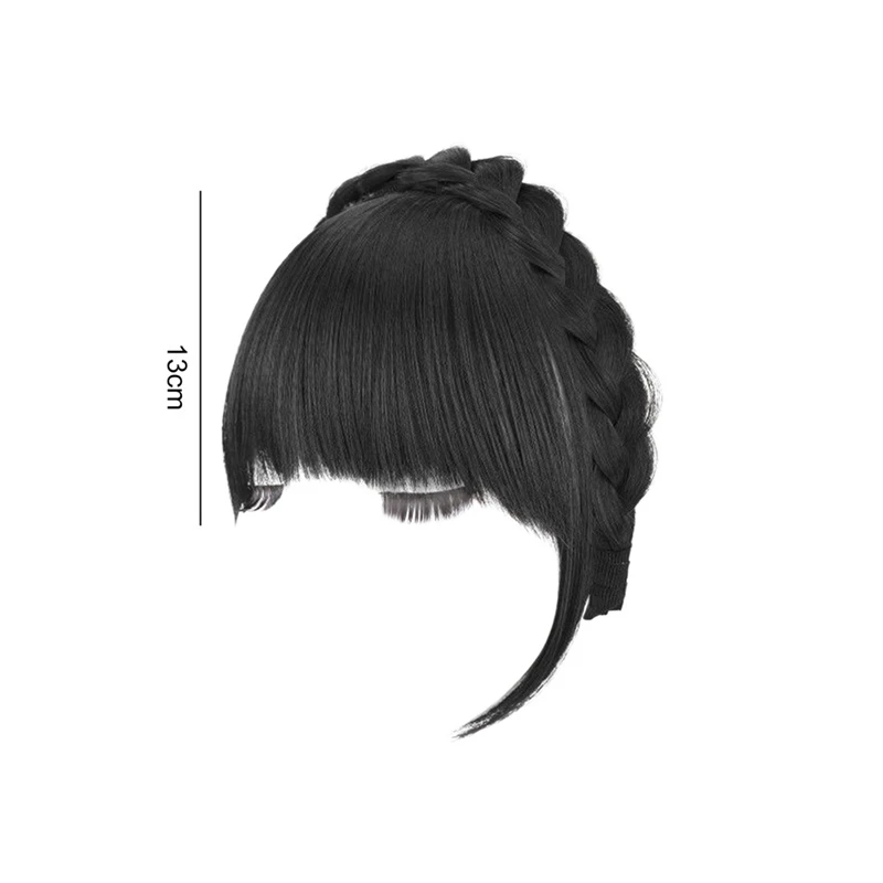 Natural Bangs Wig Headband Women Girls Fishbone Braid Forehead Hair Wigs Invisible Fringe Air Bangs