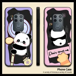 For Motorola Moto One Zoom Case Cartoon Panda Soft Silicone Couple Back Cover For Moto One Pro Cute Phone Case Shockproof Funda