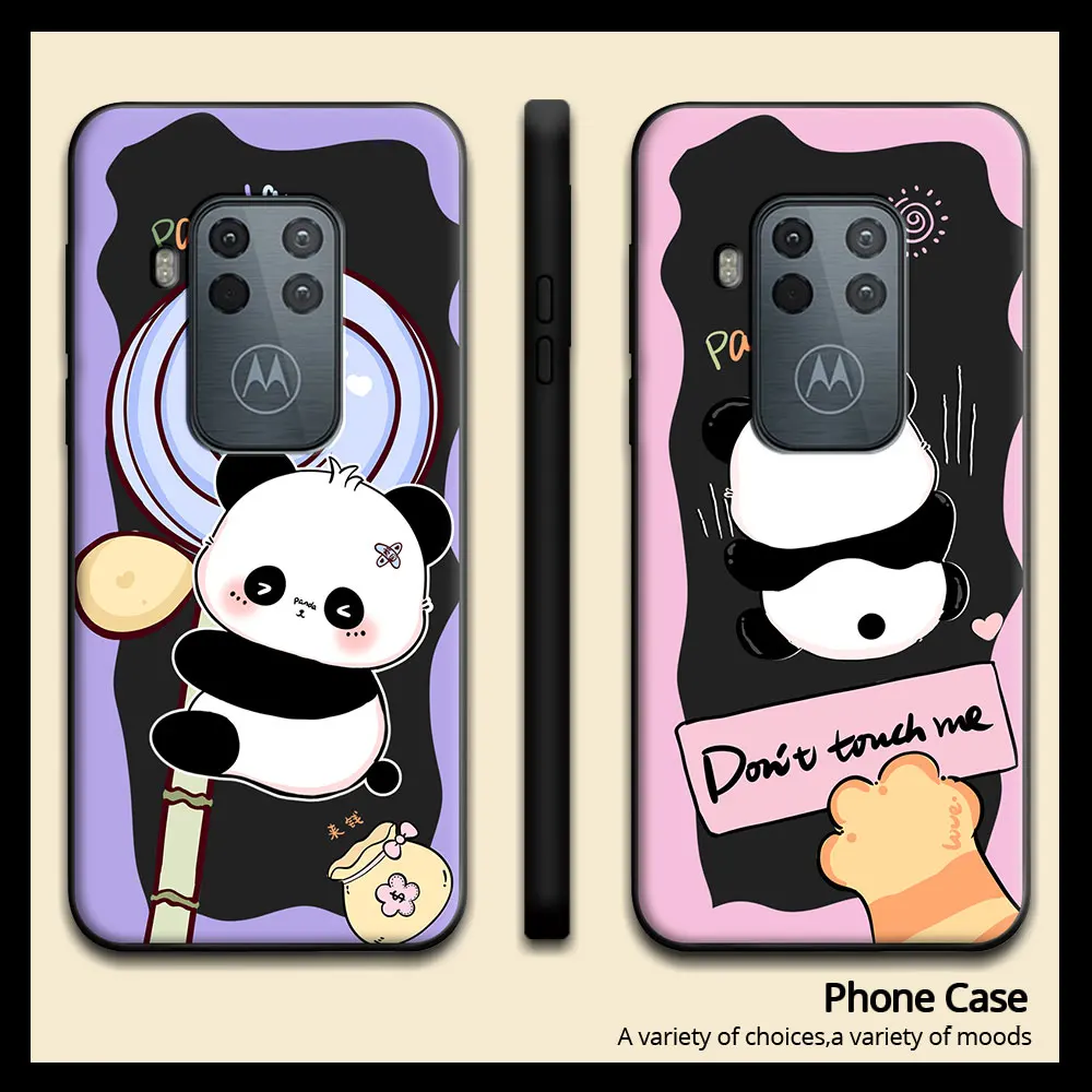 For Motorola Moto One Zoom Case Cartoon Panda Soft Silicone Couple Back Cover For Moto One Pro Cute Phone Case Shockproof Funda