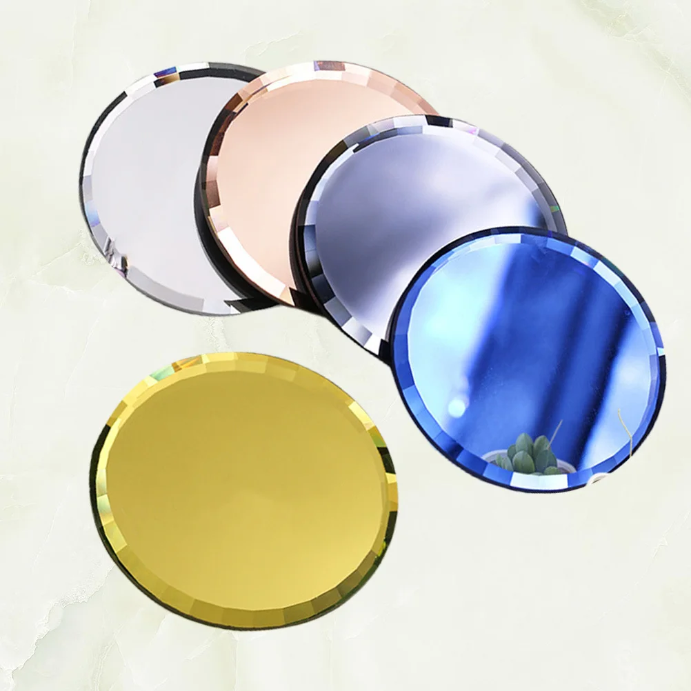 

1Set Mirror Nail Art Round Display Tray 5 Colors Blue Yellow Black White Mixing Manicure Tray Salon Use