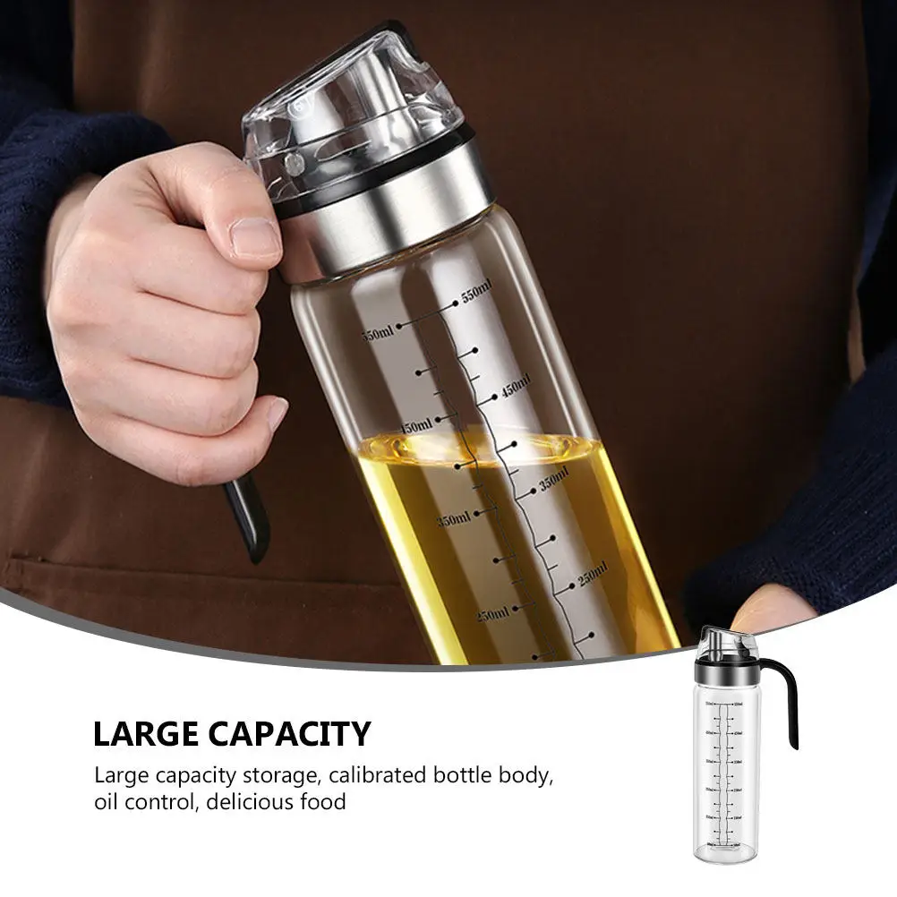 1Pcs Kitchen Oil Bottle Automatic Opening Closing Design Large Capacity 304 Stainless Steel Glass PP Food Grade Oil Dispenser