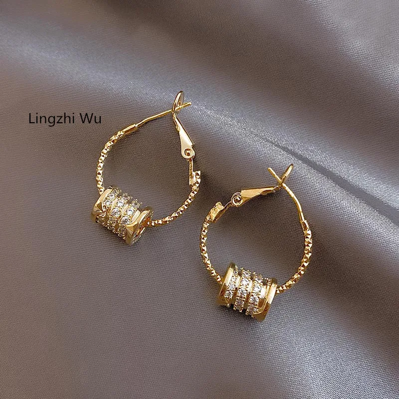 

Lingzhi Wu Gold Circle Earrings Female Elegant Top Quality 100% Silver Earrings New Arrival