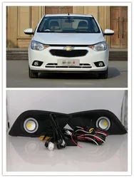 LED Fog Lights Assembly For Chevrolet Chevy Sail 2015 2016 2017 2018 Front Bumper Fog lamp Replacement Angel Eye Daylight Kit