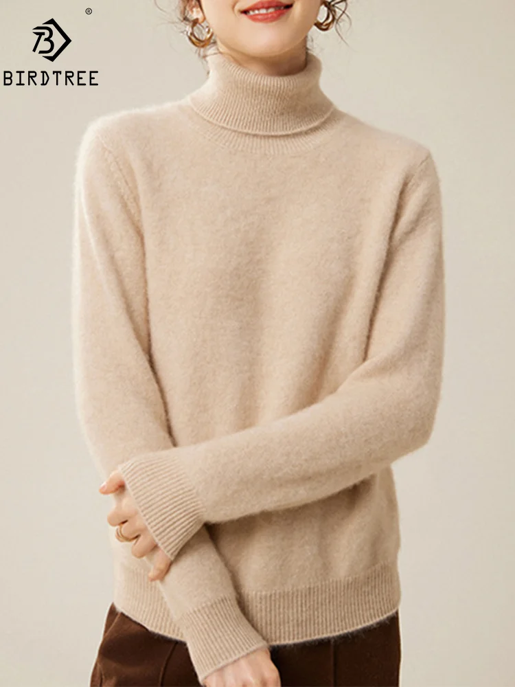 

BirdTree, A-level 100%Goat Cashmere Elegant Sweaters, Women Turtleneck Fleece, Basics Boutique Sweater, Autumn Winter T48085QM