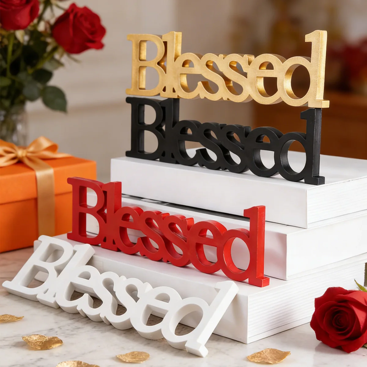 1PC, Simple Blessed Letter Ornaments, Warm Interior Decoration, Suitable for Home, Festival, Party and Gathering Decoration