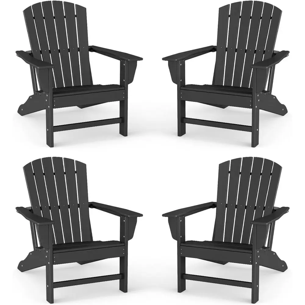 

Oversized Black Outdoor Patio Chairs Set of 4, Weather-Resistant HDPE Plastic, Ideal for Poolside and Campfire Gatherings