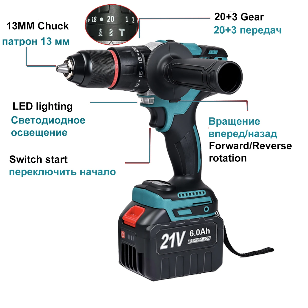 21V 13MM Brushless Electric Drill 120N/M 4000mah Battery Cordless Screwdriver With Impact Function Can Drill Ice Power Tools