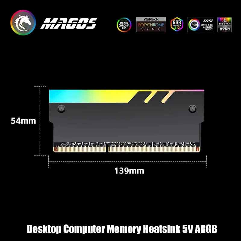 Desktop Computer Memory Heatsink 5V ARGB, Infinite Mirror Lens New Desgin, RAM Armor Aluminum Vest for DDR3/4/5