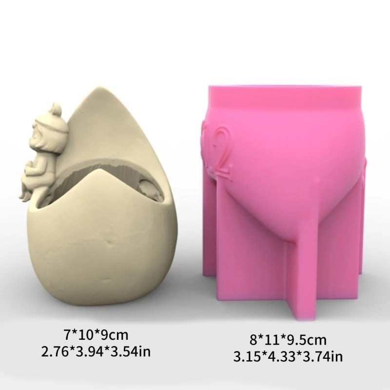 3d lua menina vaso flores molde silicone resina cola epoxy molde suculento castiçal concreto gesso molde artesanato caneta