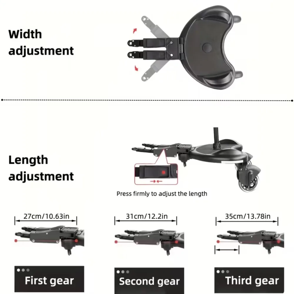 Universal 2-in-1 Stroller Board Child Rider Stroller Attachment with Saddle Detachable Seat & Standing Platform Easy to Use view 6