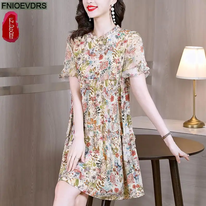 M-4XL Romantische Franse Bloem Ruches Elegante Jurken Vrouwen 2023 Zomer Vakantie Vintage Retro Bloemenprint Vrouwelijke Vestidos