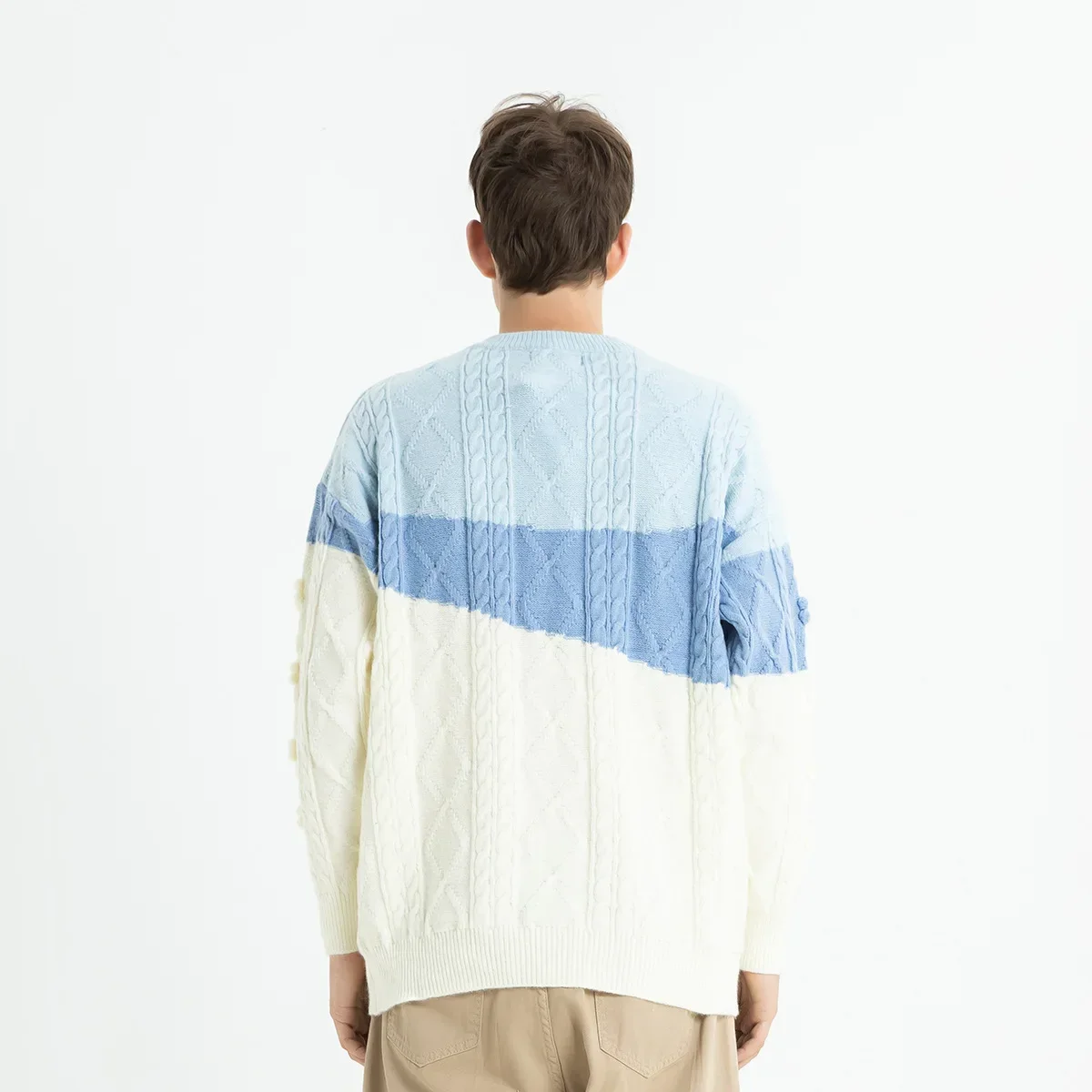 Pullover Rosa Farbverlauf Lose Pullover Rundhals Paar Strick Herbst/Winter