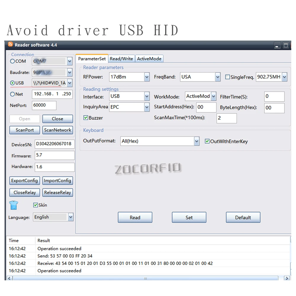 USB Avoid Driver 1dBi GEN2/EPC 860-900MHz UHF RFID ISO 18000 6C 6B Reader Writer Free Software SDK