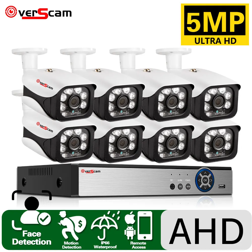 

5MP AHD DVR 5.0MP HD outdoor family safety camera system for face detection H 265 8CH CCTV Video Surveillance DVR Kit Bullet Cam