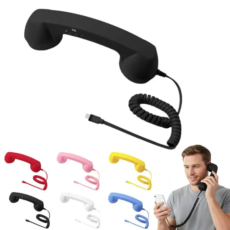 Retro Phone Handset, New Retro Style Type-C Phone Handset, Type-C Retro Telephone Wired Handsets Style Landline Handle Receiver