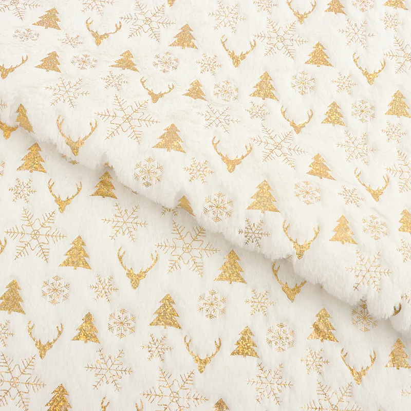 50x50cm PV Velvet Hot Stamping Christmas Tree Snowflake Velvet Fabric For Sofa Pillows Dolls Gift Packaging Christmas Decoration