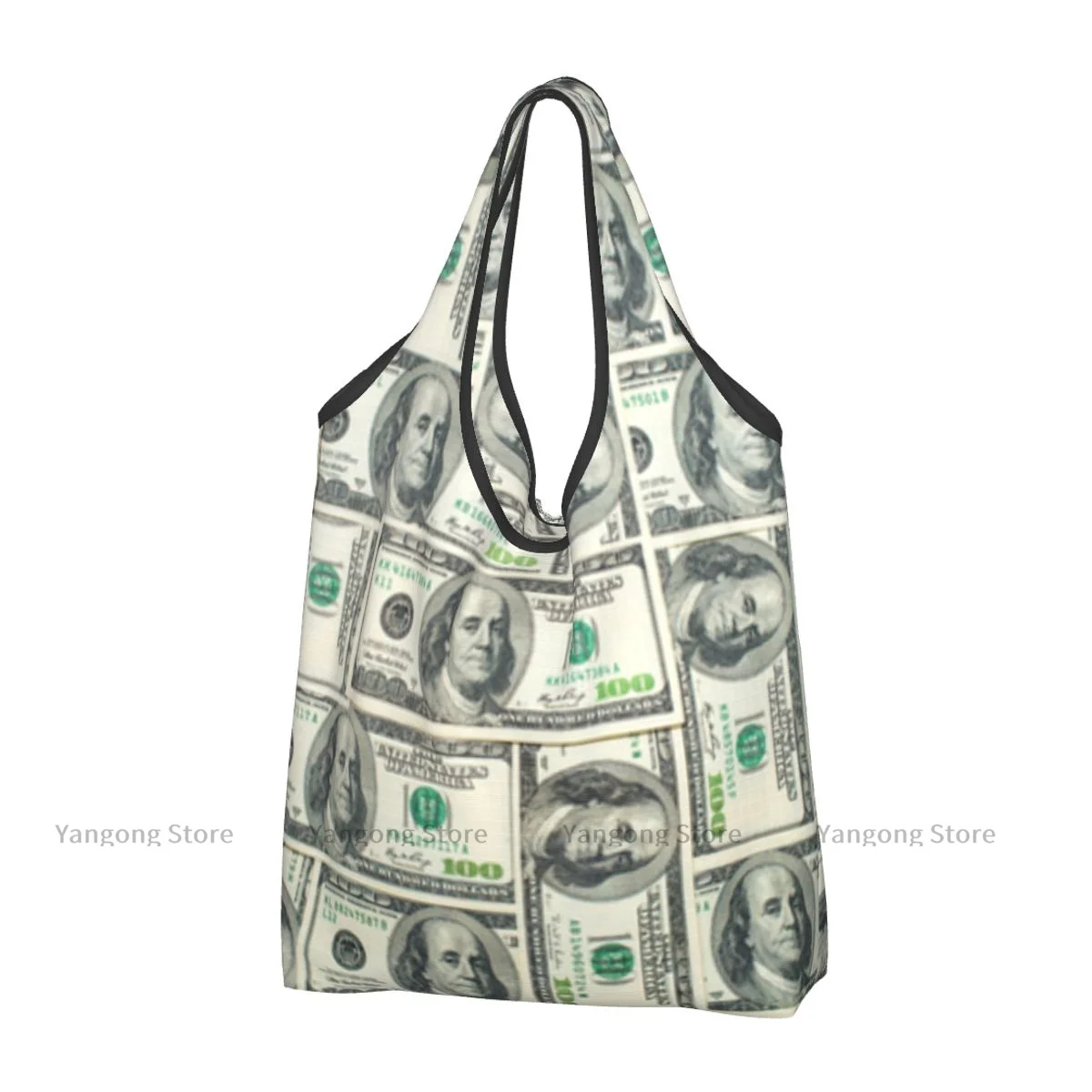 Dollar Bills Of United States Federal Reserve The Ben Franklin Portrait Eco-friendly Reusable Portable for Travel Grocery Bag