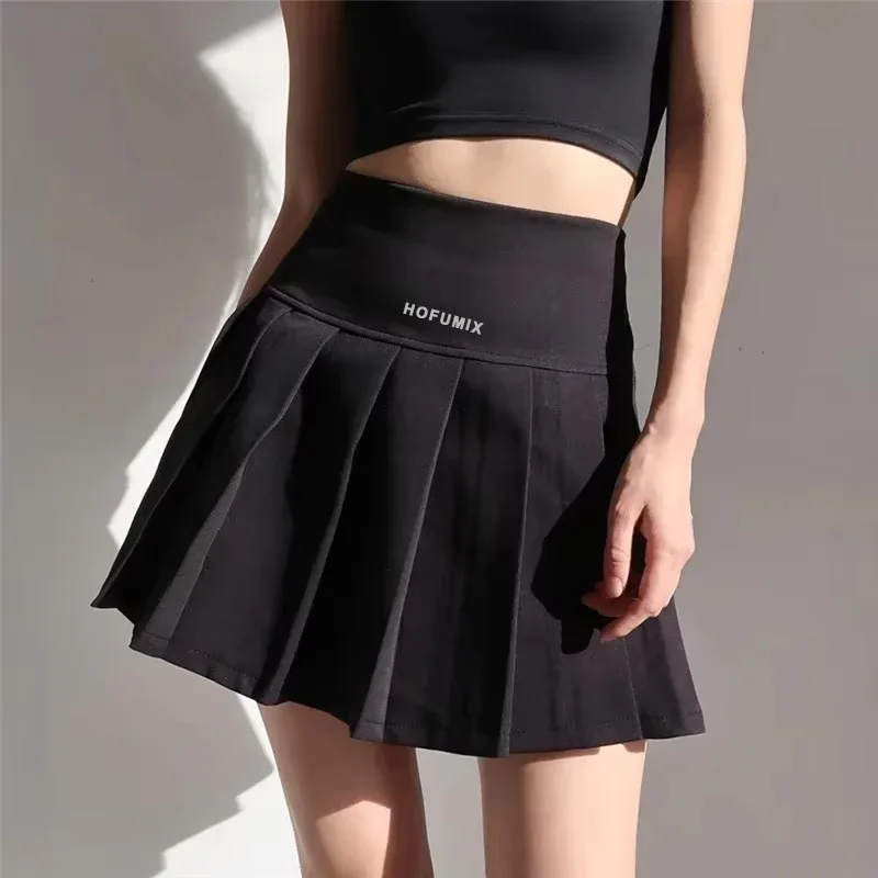 HOFUMIX American School Y2k Style Summer Short Pleated Skirt For Women 2025 High Waist Sexy Hot Sweet Mini Skirts Female