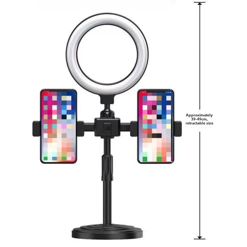 حامل هاتف سطح المكتب لمشاهير الإنترنت، ضوء تعبئة مزدوج 6 بوصة، ضوء ثلاثي الألوان لصور السيلفي، ضوء حلقة LED #3