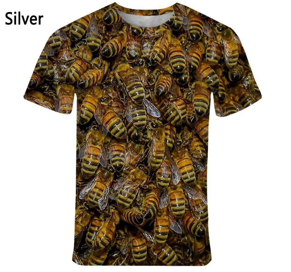 New Fashion Bee 3d Printed T-shirt Men\'s and Women\'s Summer Casual Short Sleeve Shirt Top