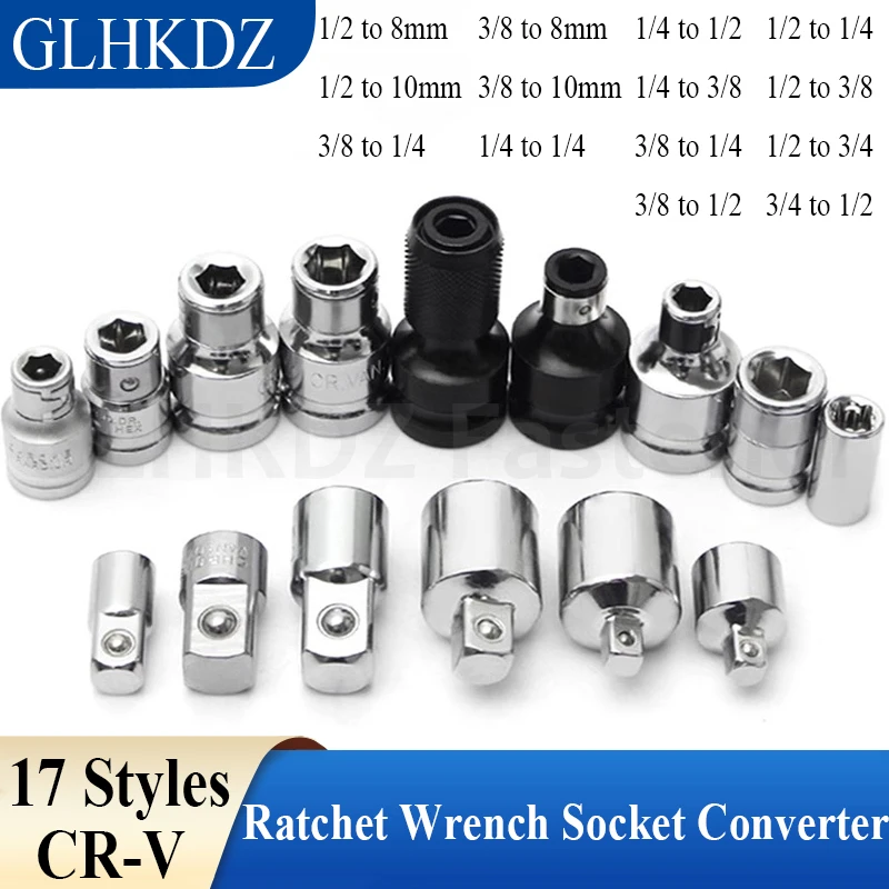 

1/4 3/8 1/2 3/4 Ratchet Wrench Socket Converter Sleeve Head Adapter Socket Bits Converter Ratchet Socket Adapter Universal Joint